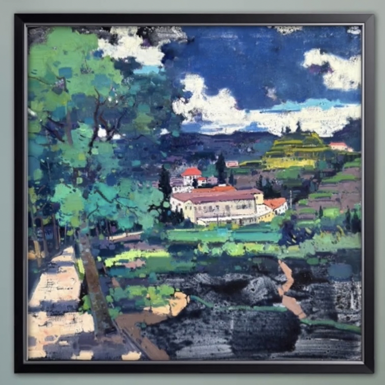 中美协会员江智聪老师写生创作风景油画风装饰画80×80