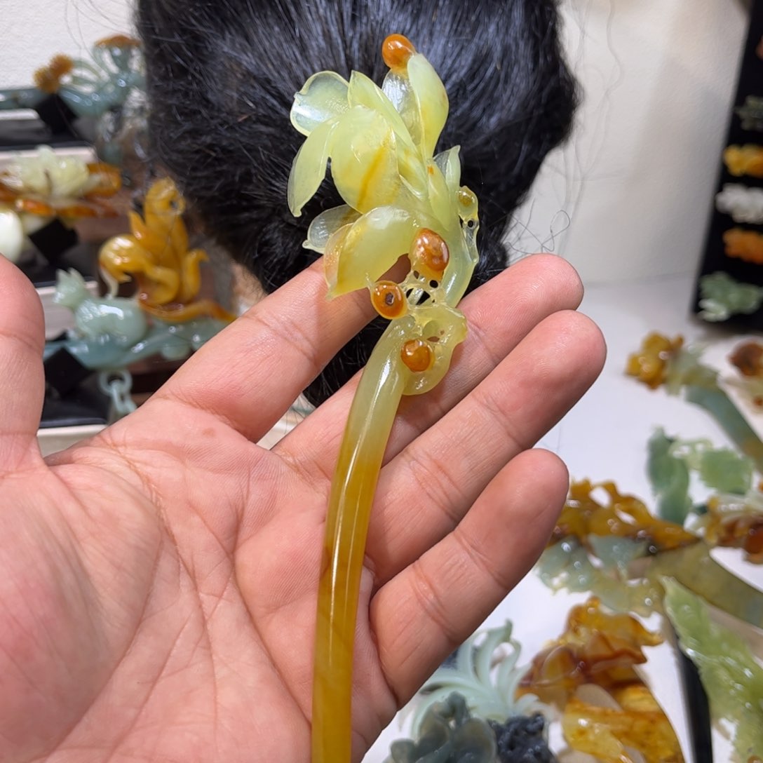 蛇纹石玉发簪合金