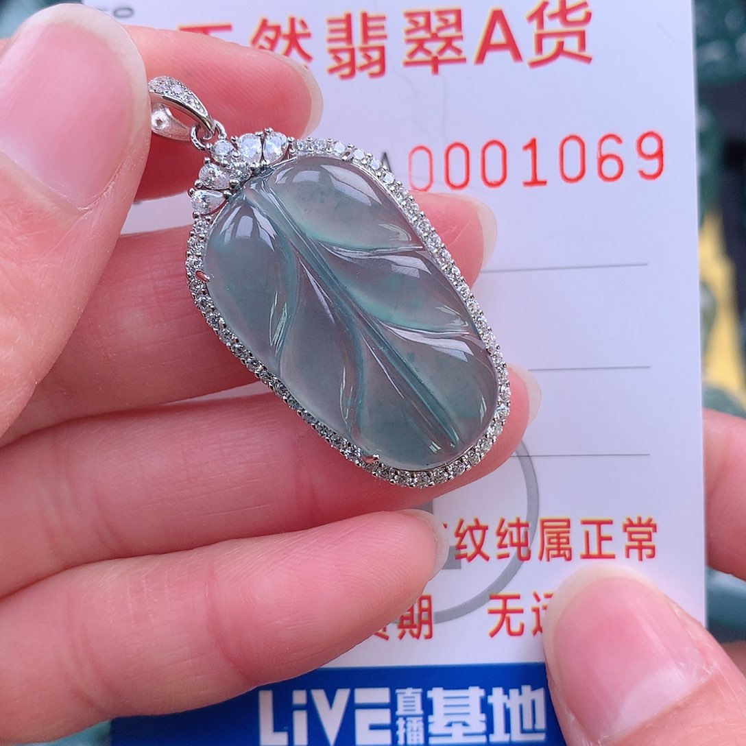 翡翠吊坠(不含链)银S925镶嵌吊坠