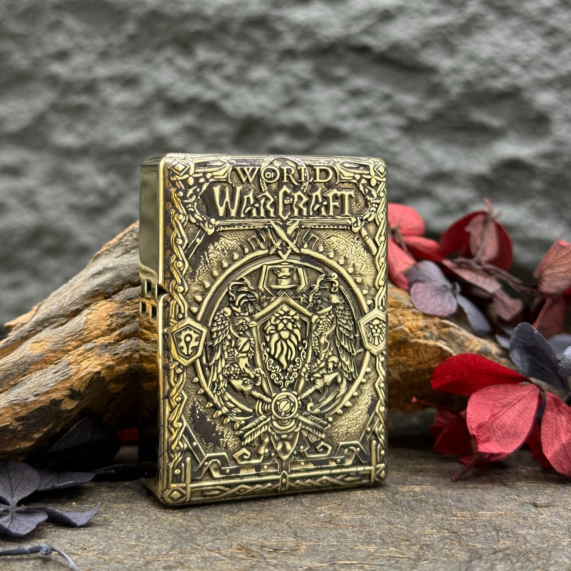 【912S重甲浮雕-魔兽世界】佐罗912S平头黄铜双面浮雕煤油打火机