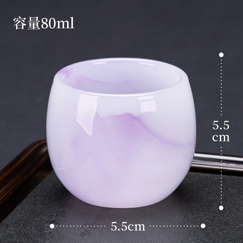 紫色琉璃主人杯单杯大号茶盏碗单杯陶瓷杯个人专用家用大号品茗杯