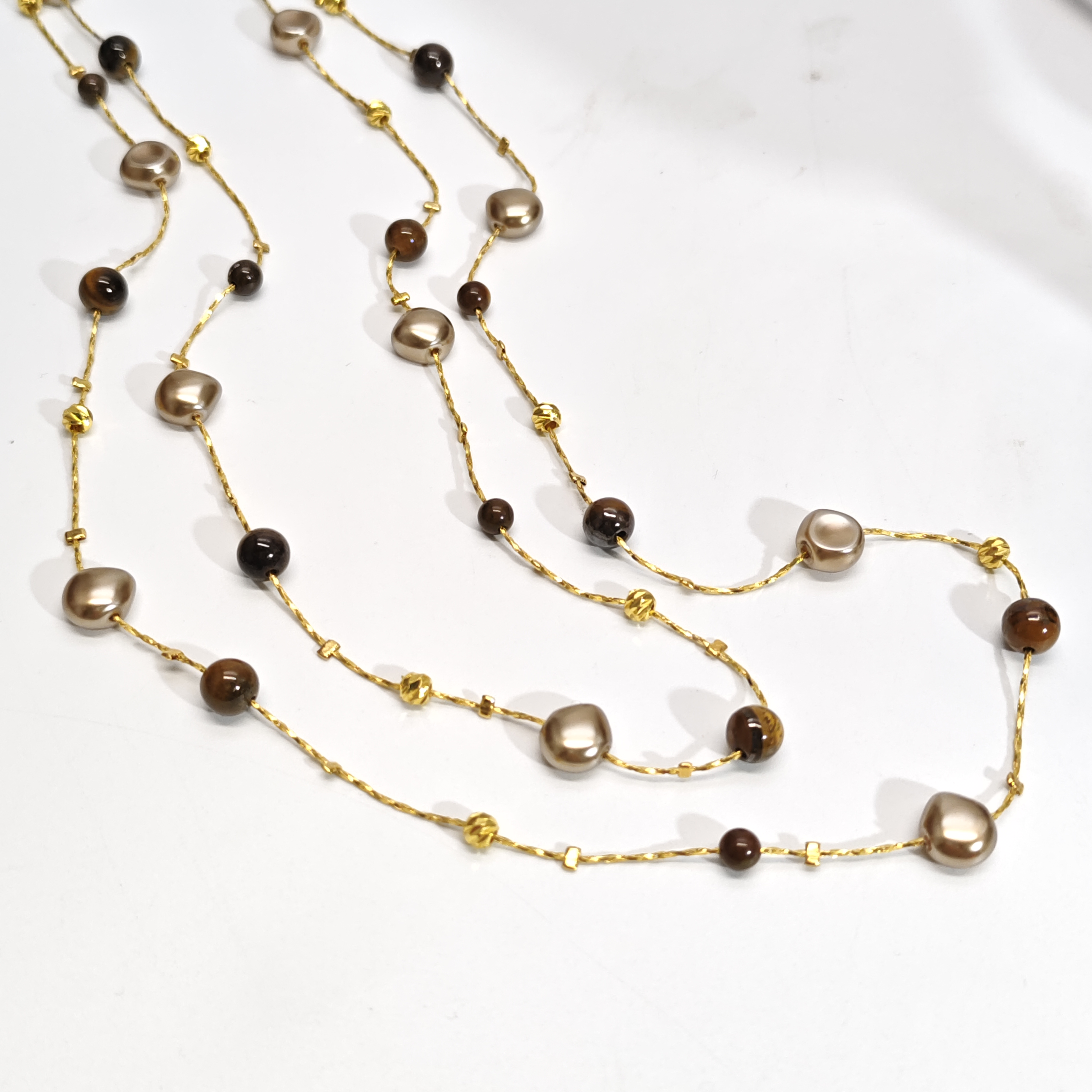 08049轻奢气质虎虎不规则珠珠长款毛衣链项链