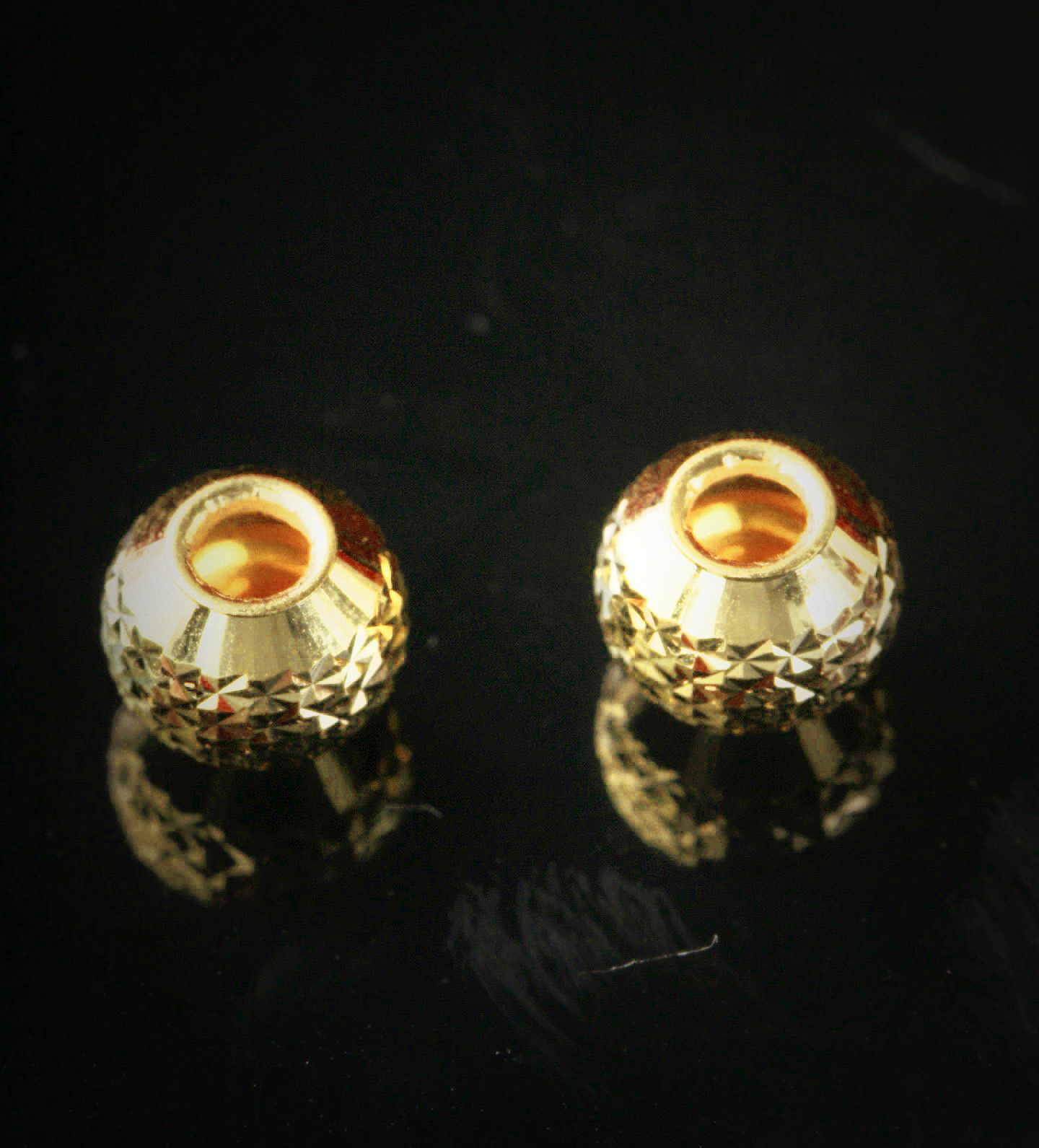 足金999车花南瓜镭射转运珠3D硬金工艺路路通配珠一对财源滚滚