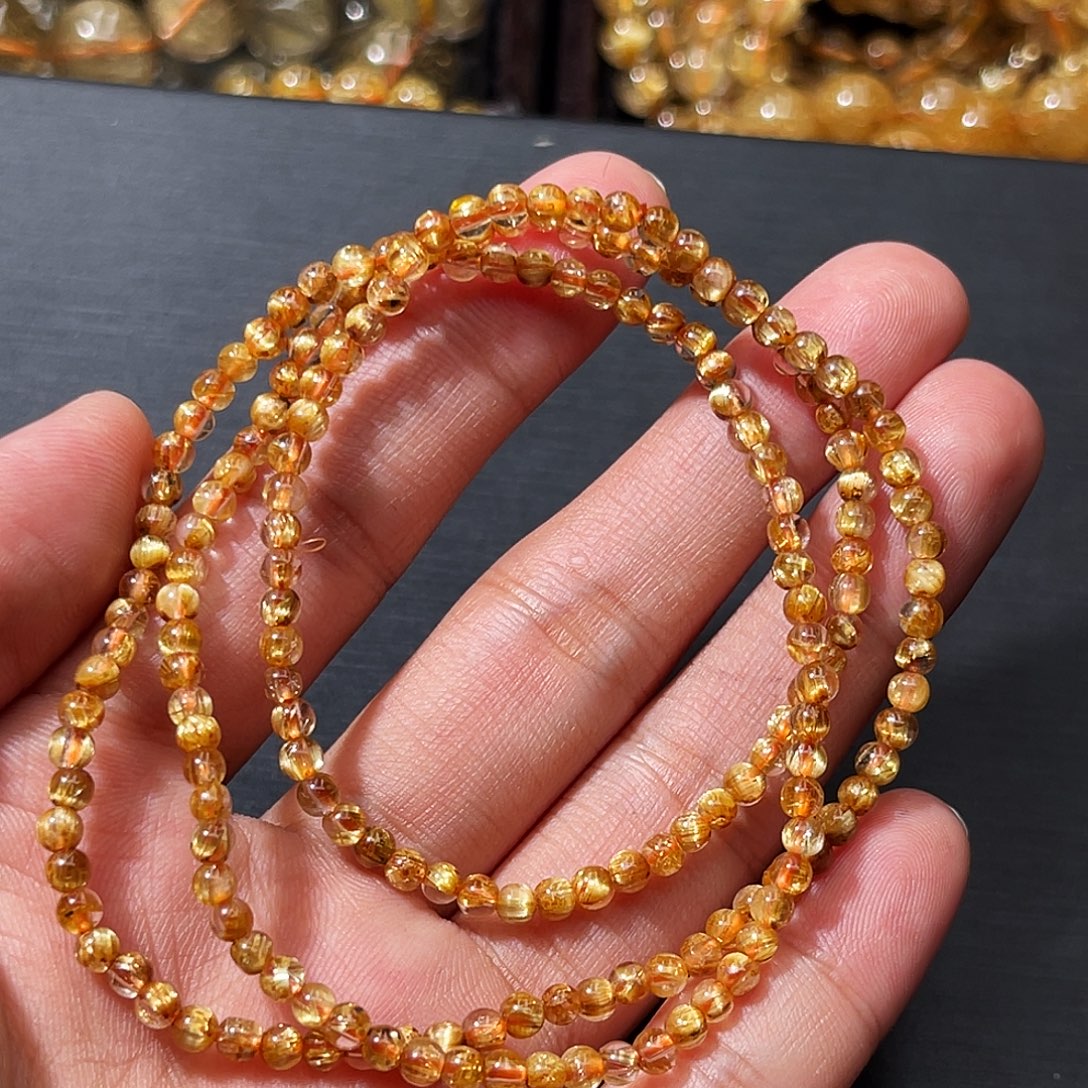 橘***鹿发晶手串未镶嵌钛晶