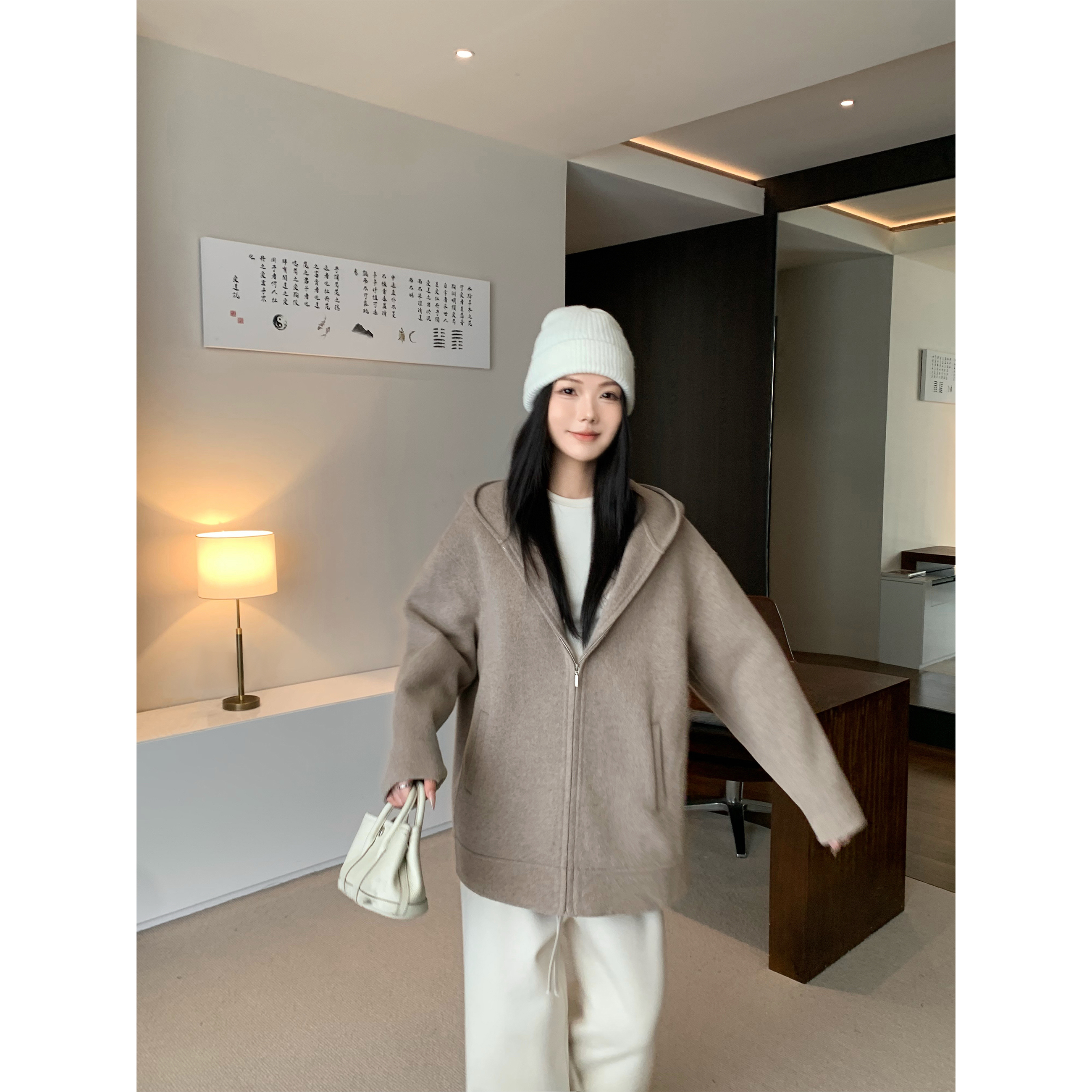 5werkwen maxmar*卫衣双面呢 连帽拉链绵羊毛双面呢外套 41-38