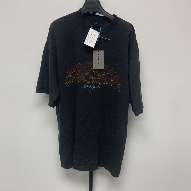 未使用 Balenciaga/巴黎世家 纯色图案印花圆领短袖 01527
