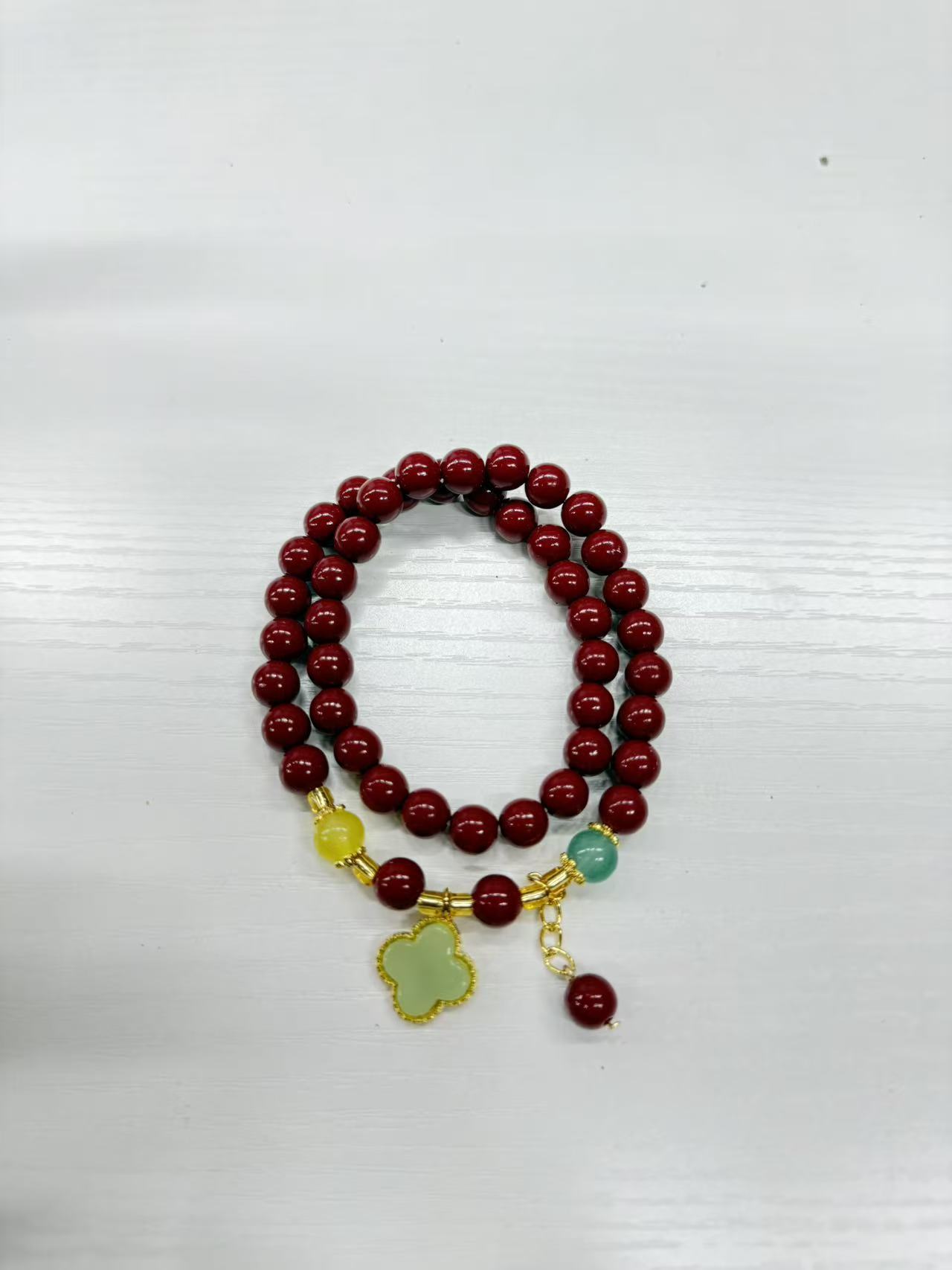 天然辰砂ZS-006朱砂辰砂多圈四叶草手串（无礼盒）