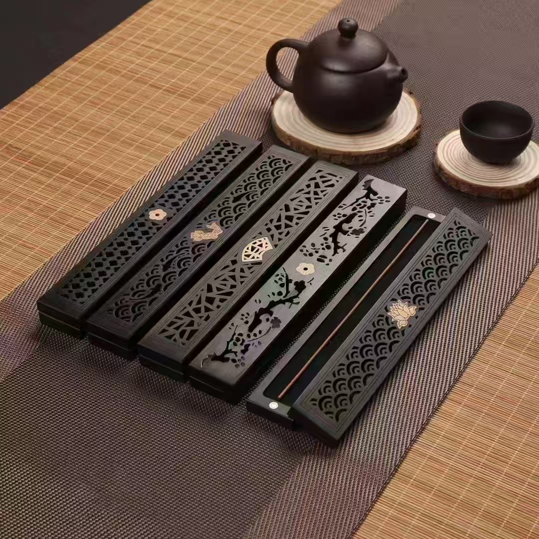 紫光檀香盒  线香盒