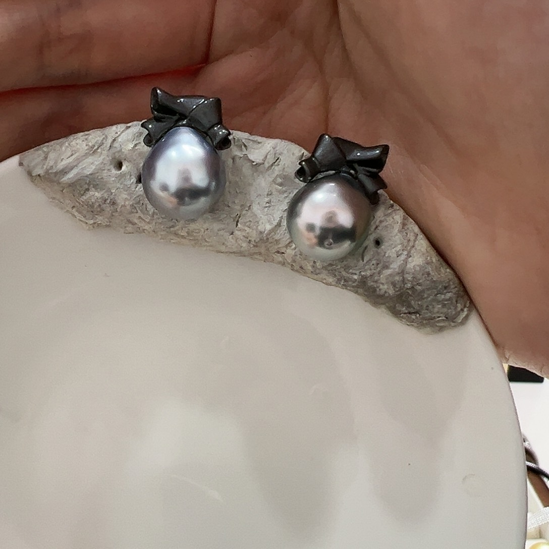 海水珍珠耳饰银S925镶嵌