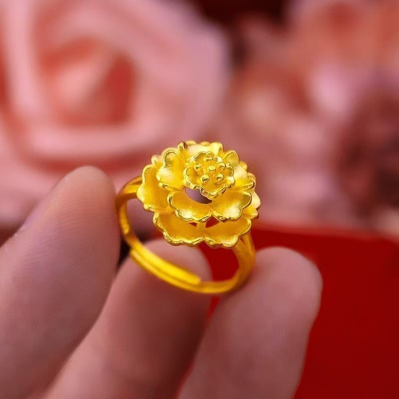 合金戒指 合金戒指 牡丹花戒指
