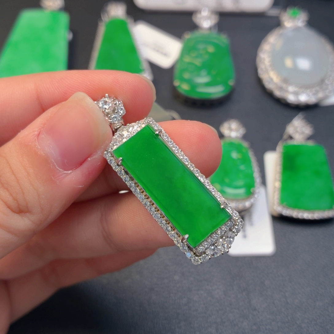 翡翠银S925镶嵌吊坠(不含链)