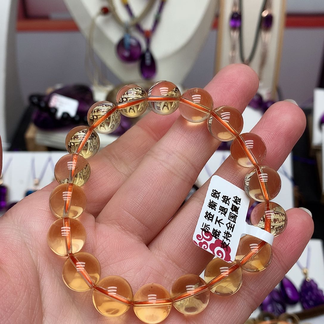 黄晶巴西手串11m m未镶嵌