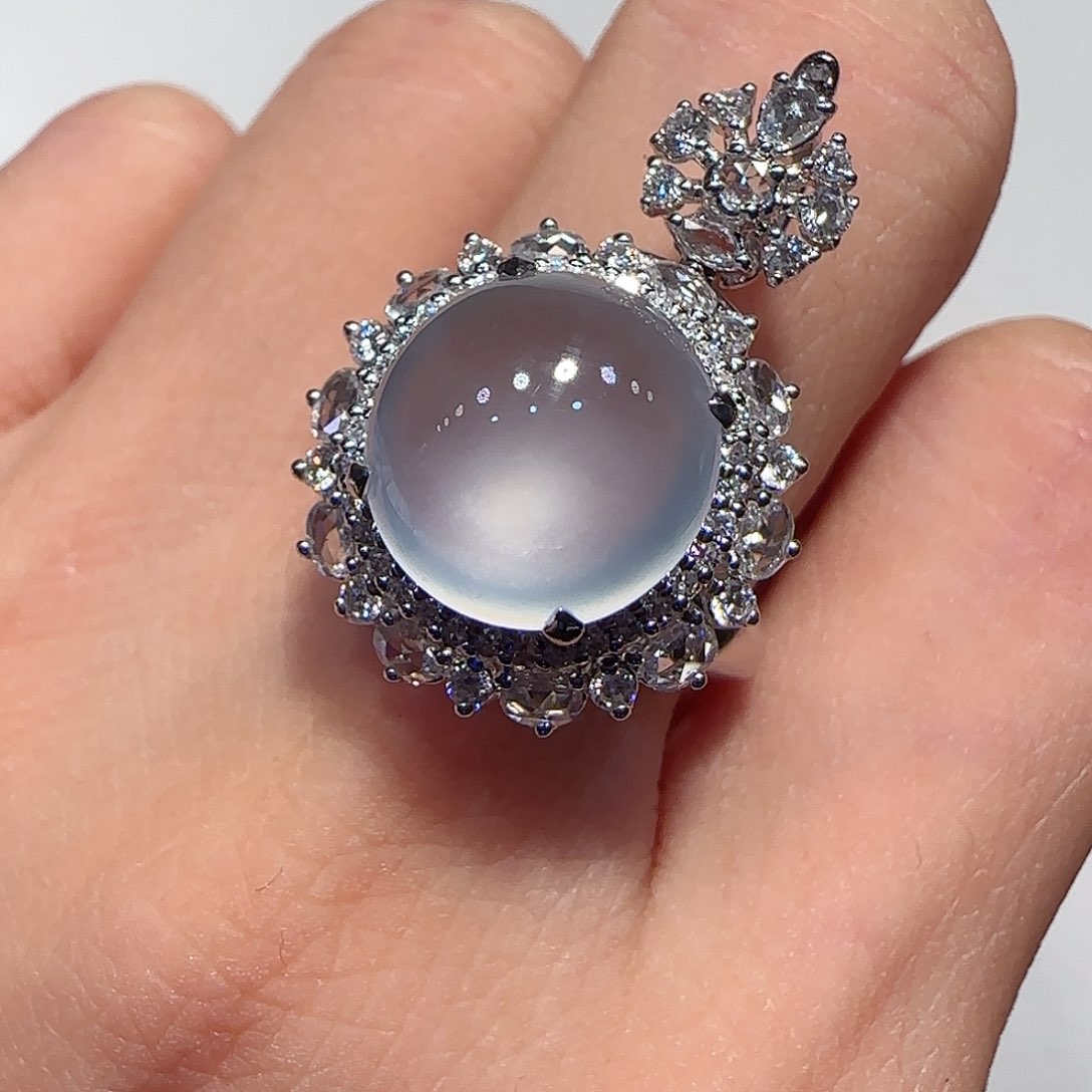 翡翠戒指18K金镶嵌戒指吊坠两戴