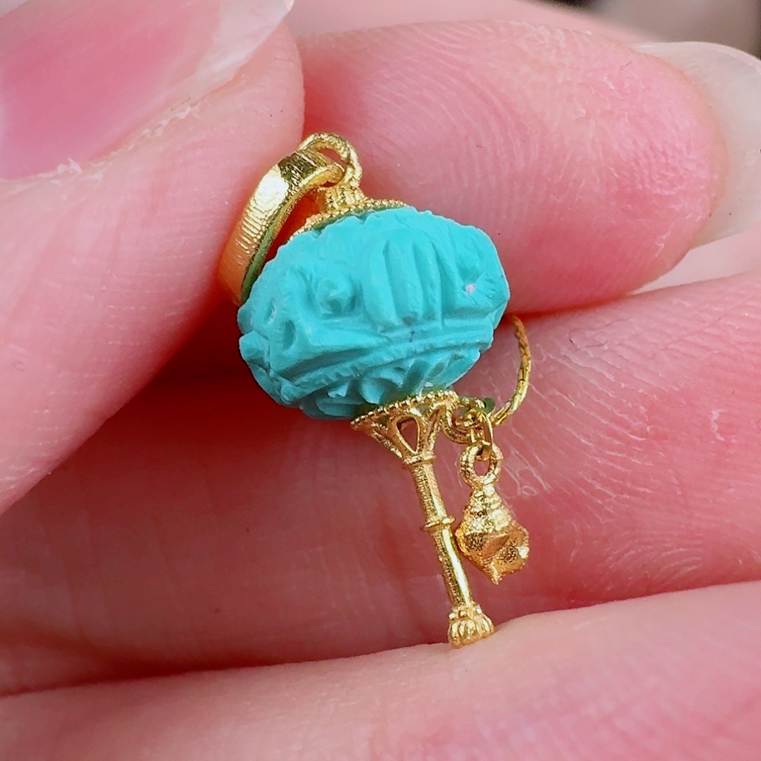 绿松石珠宝奇石18K金镶嵌