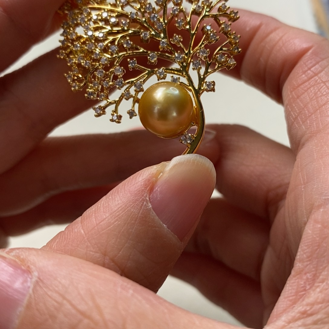海水珍珠胸针合金