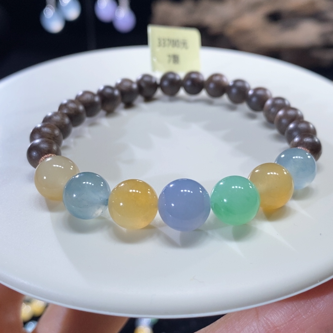 翡翠未镶嵌颈饰翡翠糖果色手串8+mm