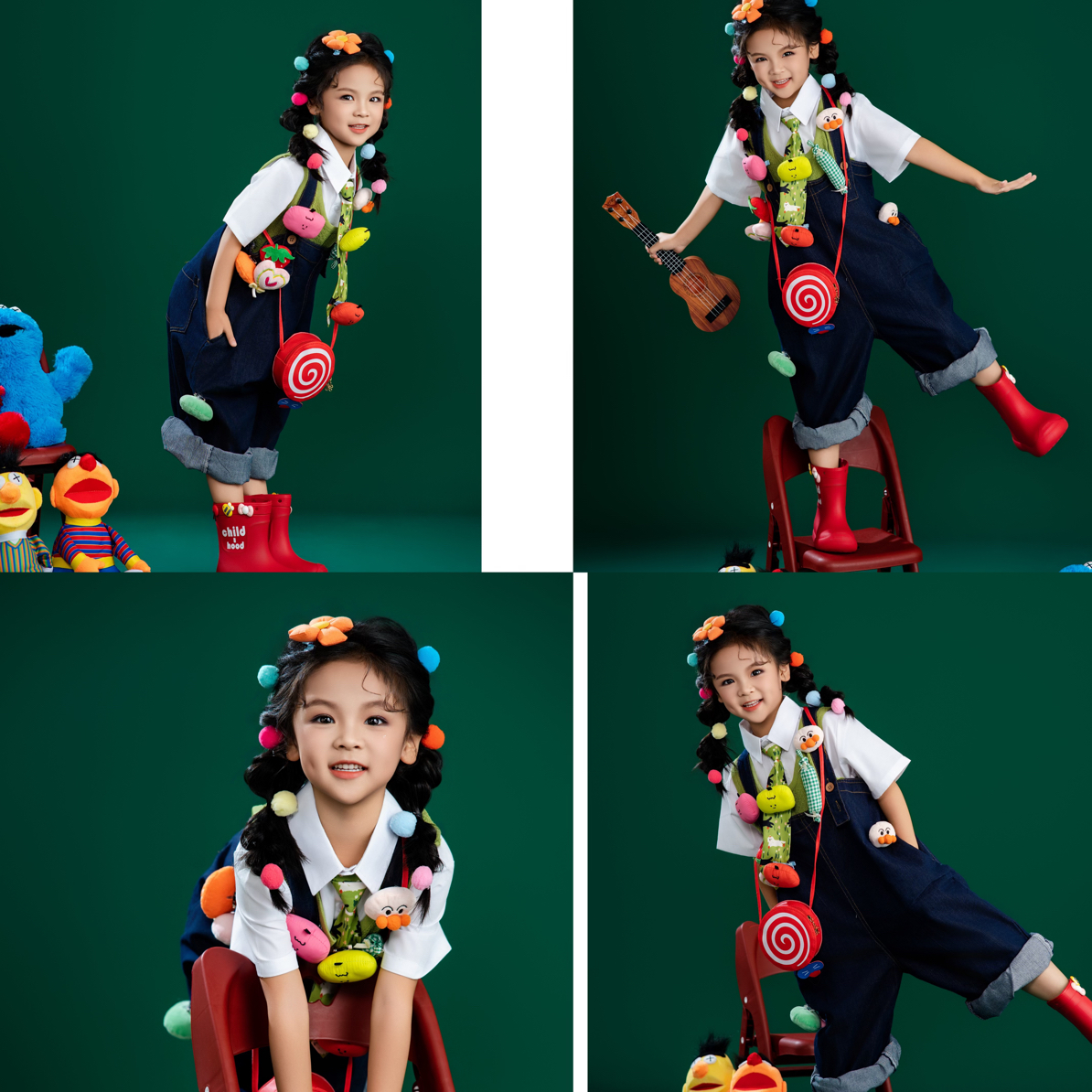 儿童摄影服装 影楼拍照牛仔服装