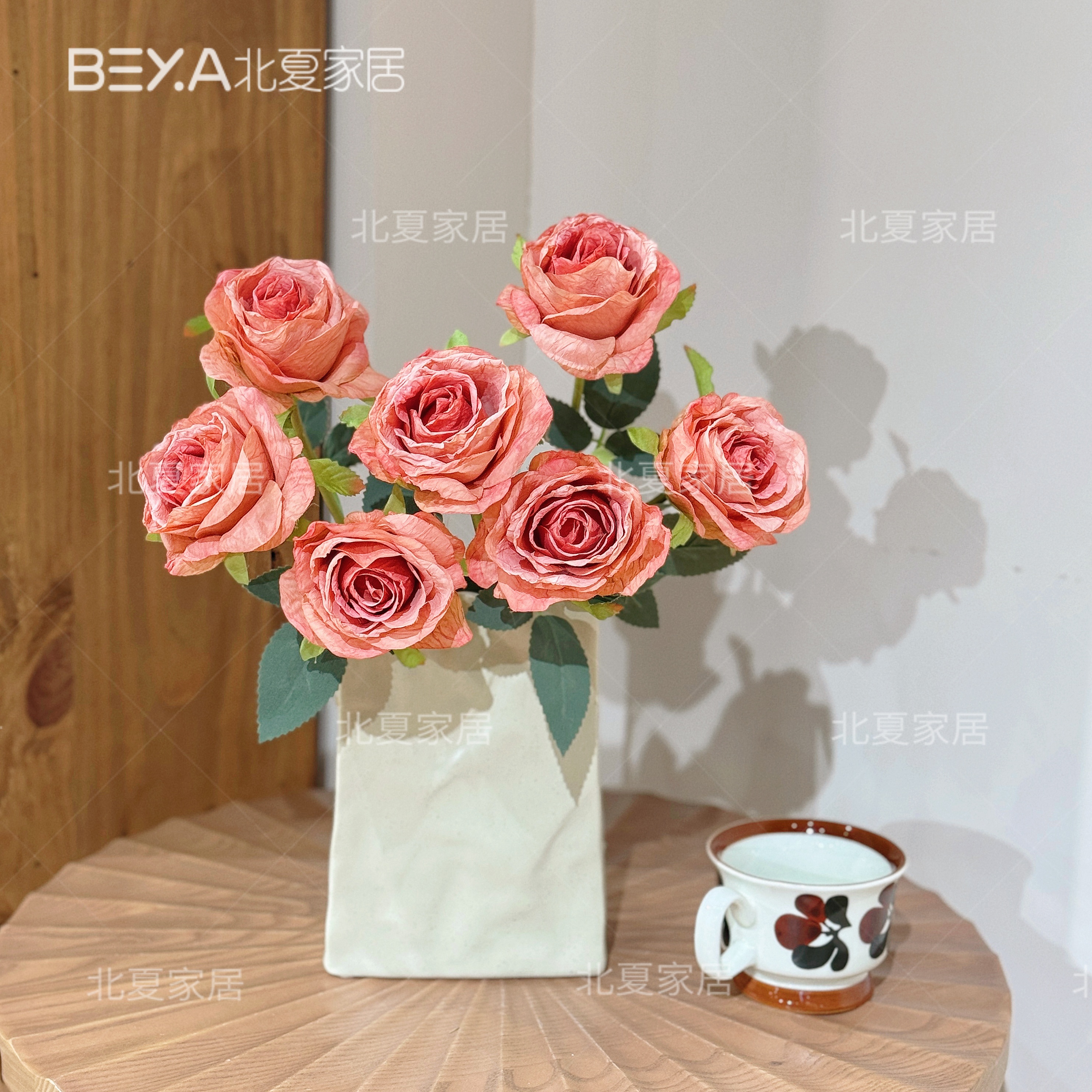 仿真花荔枝玫瑰花束高假花绢花客厅落地家居装饰客厅仿真花摆件