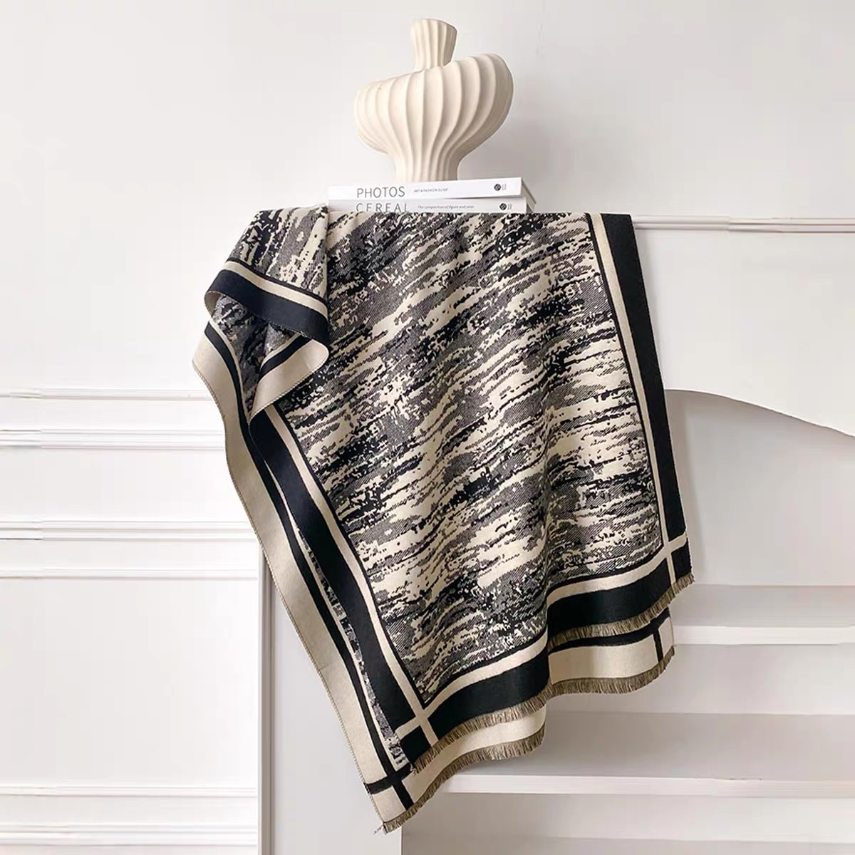 （织影叠章）新款毛边流苏60*180左右围巾长巾QZX