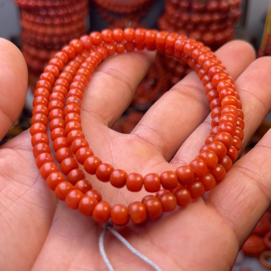 南红玛瑙保山精工老型多圈卡5mm➕未镶嵌