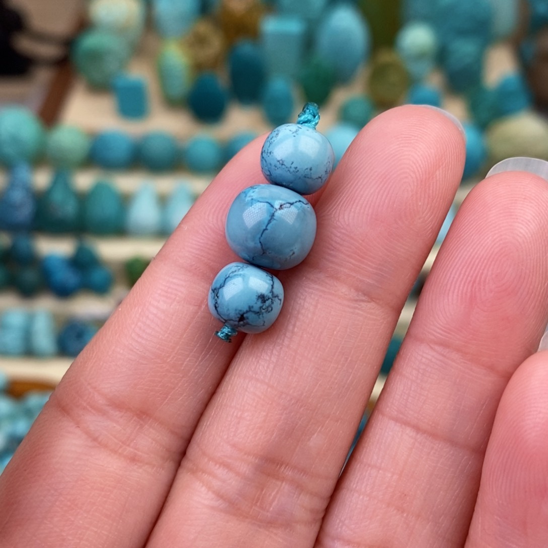 绿松石珠宝奇石未镶嵌9.8mm