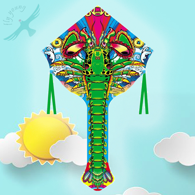 2025飞阳新款网红龙虾风筝儿童卡通三角长尾风筝微风易飞