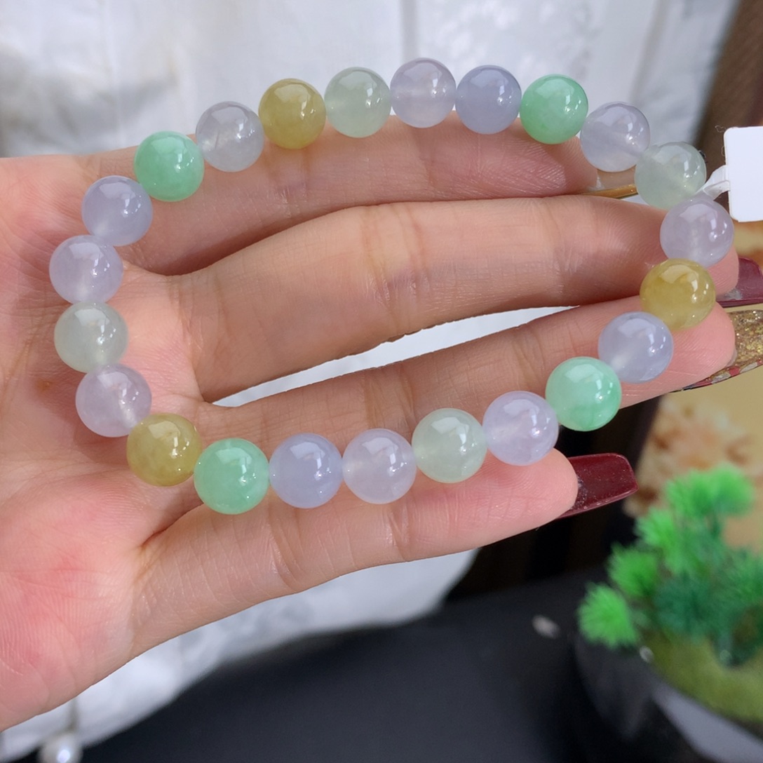 翡翠未镶嵌手串卡8冰胶多宝手串（新品推荐漏价）