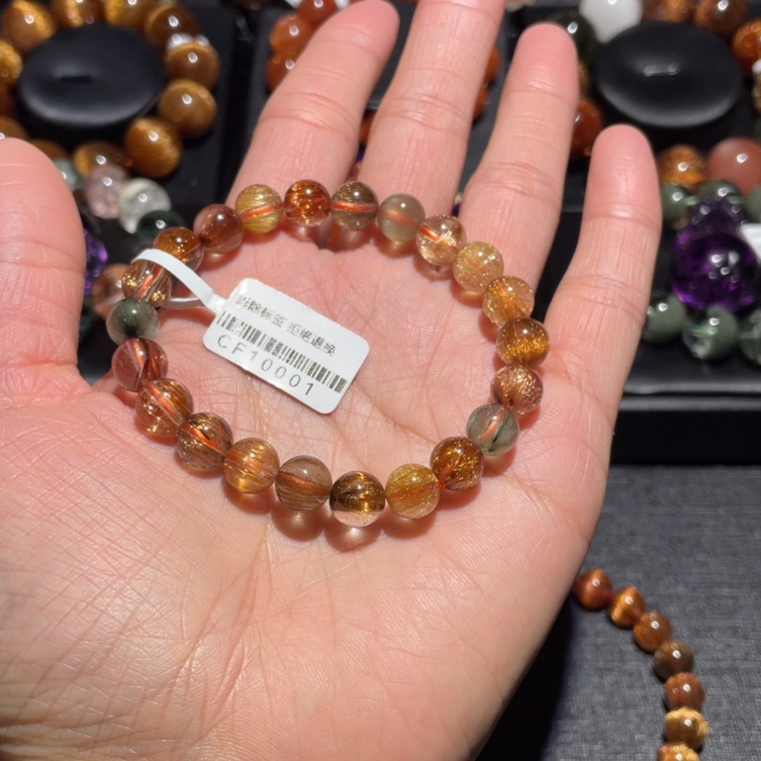 水晶手链未镶嵌彩发晶8.5mm左右