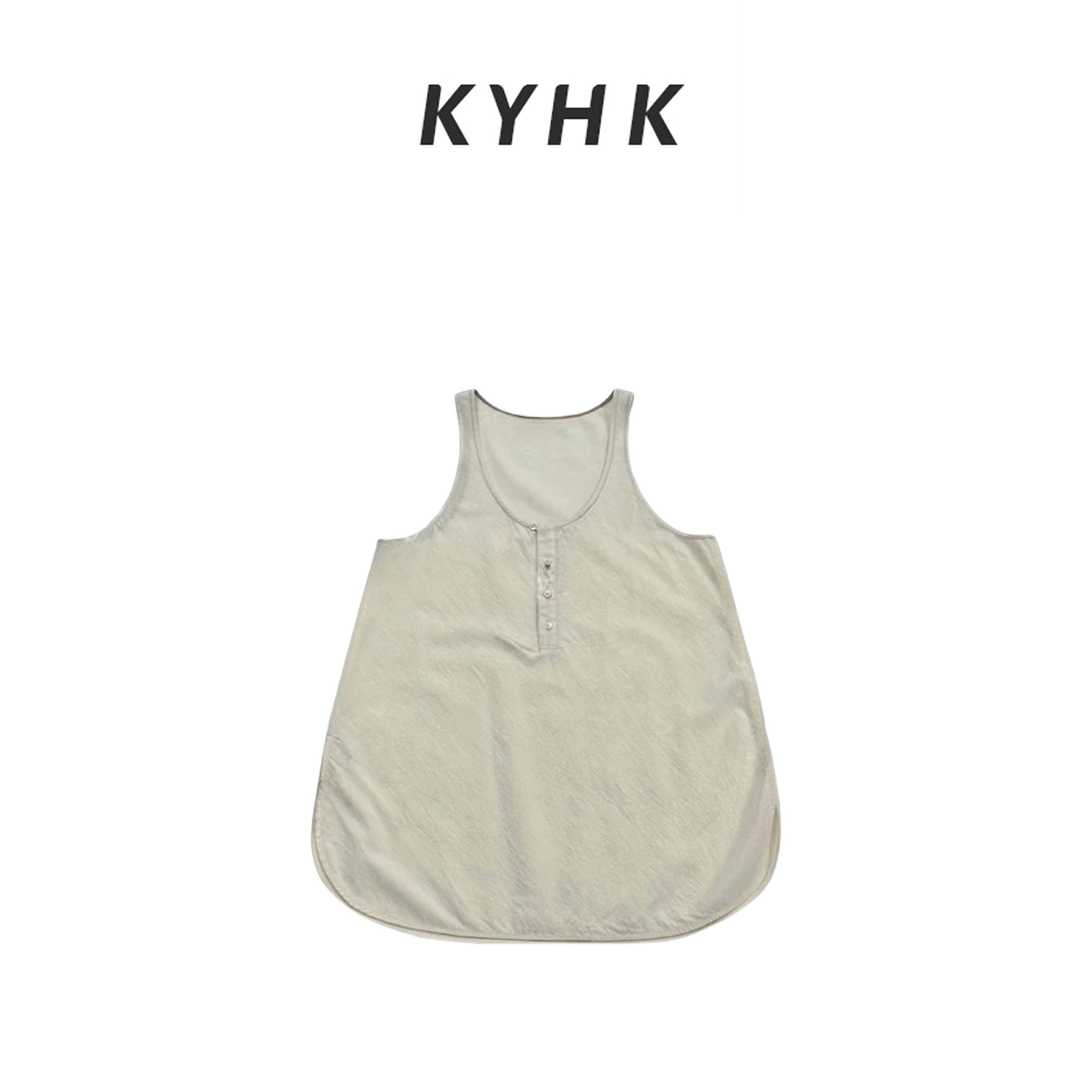 KYHK纽扣半开领混纺无袖背心250647