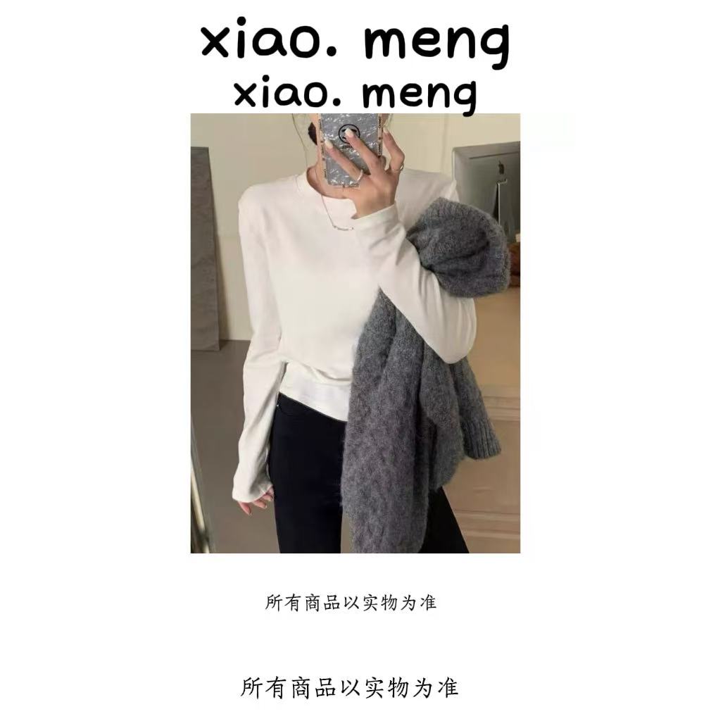 秋冬加厚磨毛纯色正肩修身内搭打底衫（103）