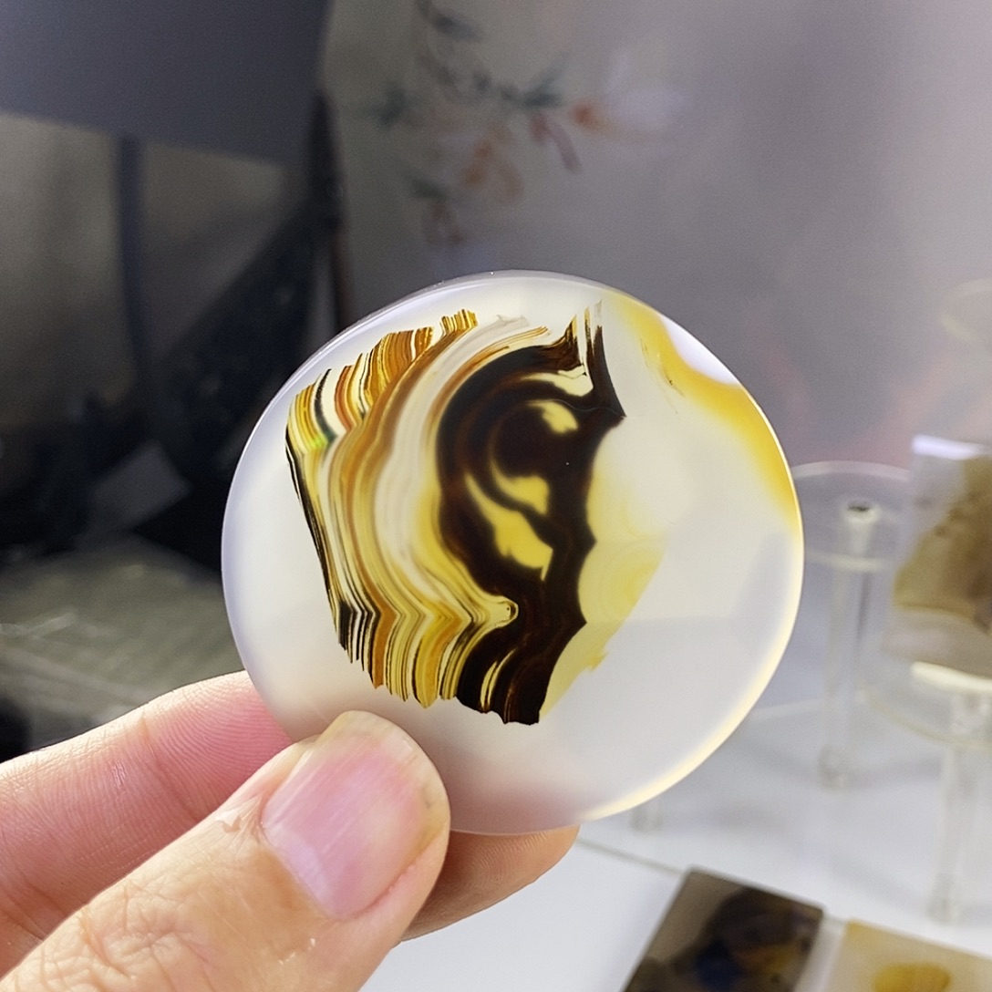 合成碳硅石非金属时尚图纹画面石饰品