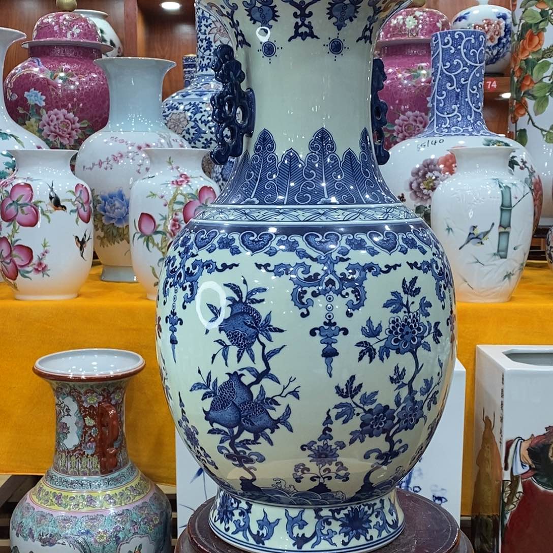 摆件微****明景德镇陶瓷青花赏瓶