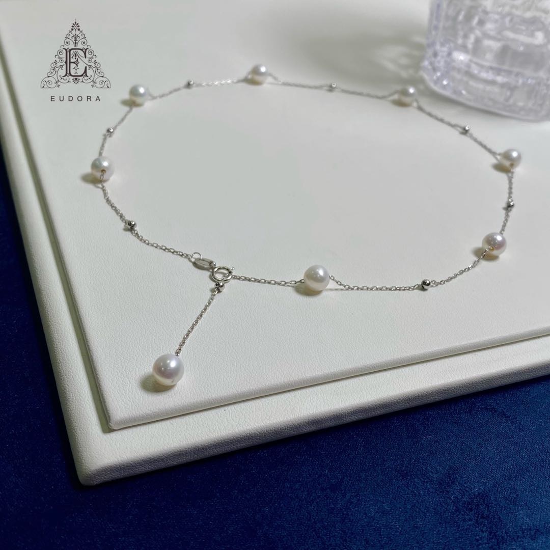 天然淡水珍珠6mm左右纯银满天星珍珠项链45cm轻奢时尚高级感