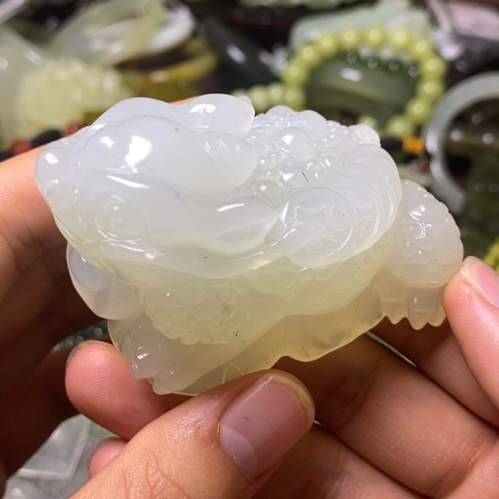 岫玉岫玉手把件未镶嵌若*