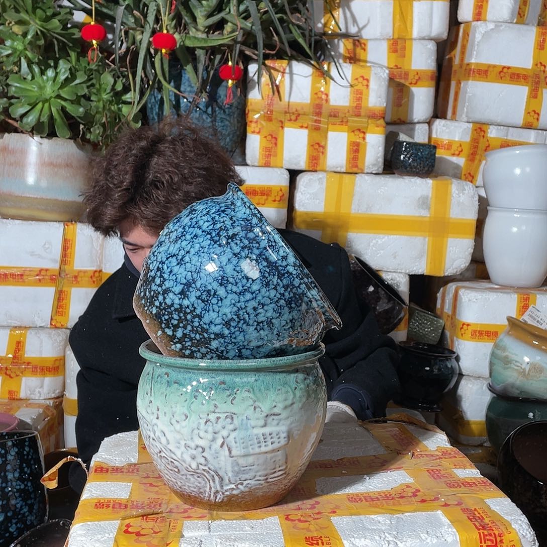 无铅玻璃宜兴紫砂花盆