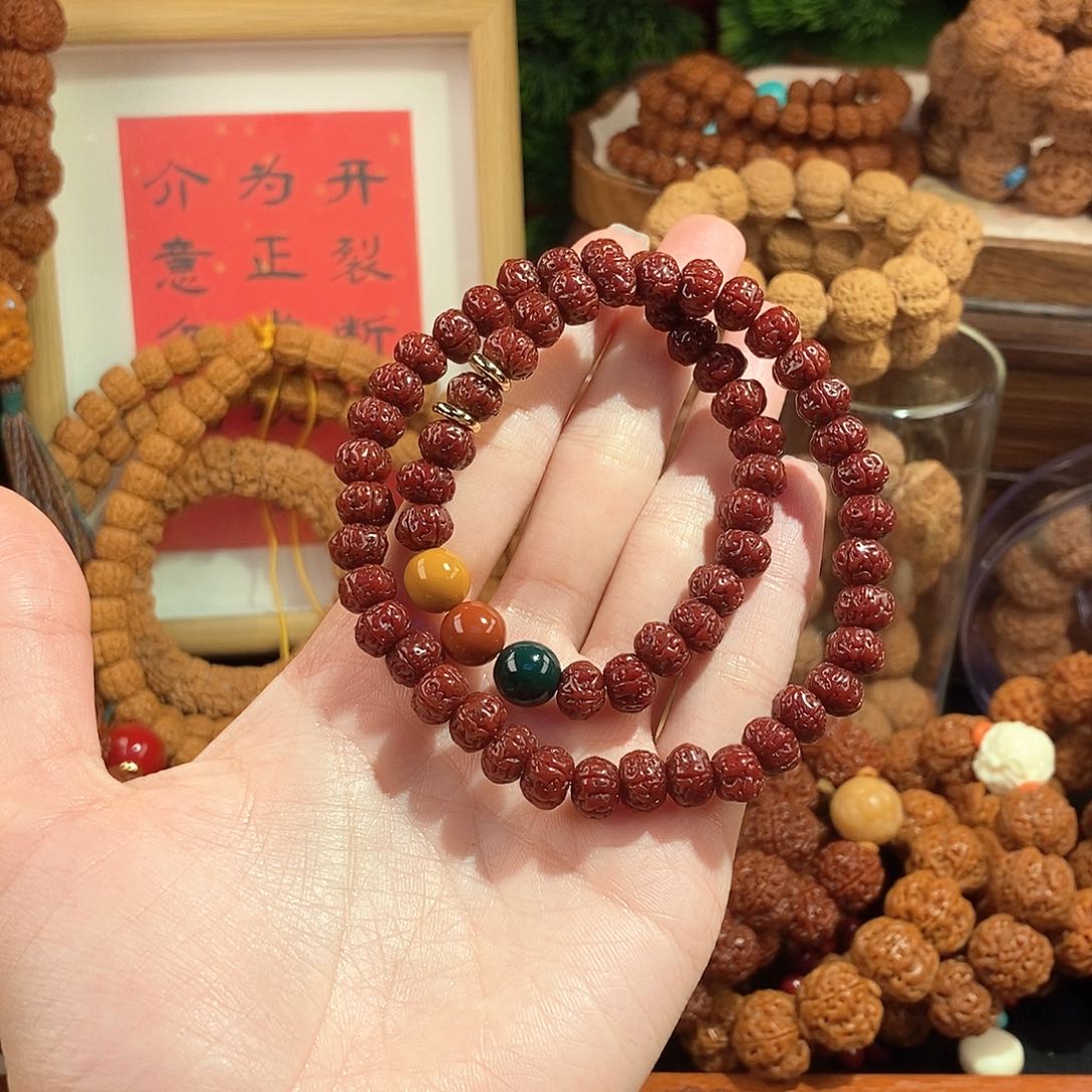 金刚菩提手串95玉华双圈红绿灯