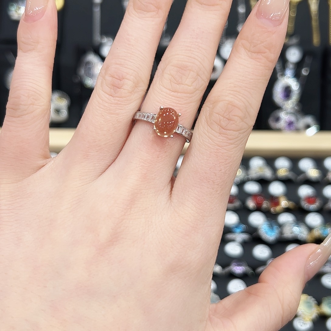 黄晶戒指银S925镶嵌戒指