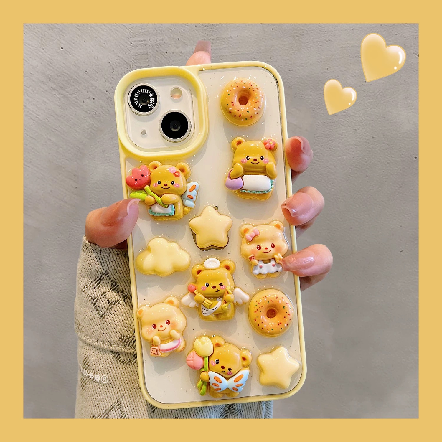 可爱甜甜圈滴胶面包黄油小熊适用苹果手机壳