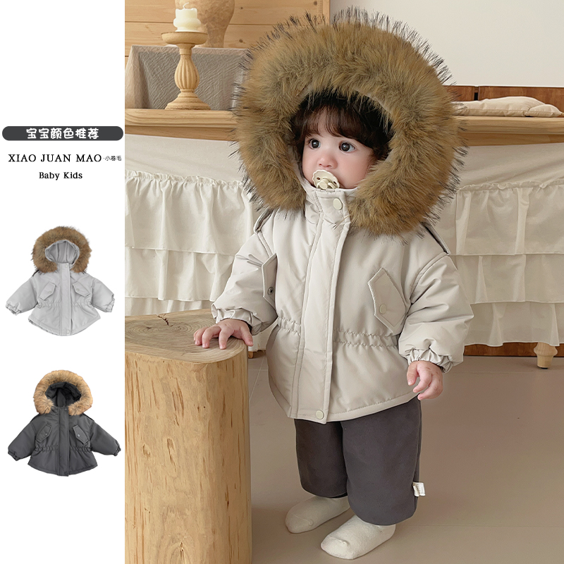 T25D178冬季棉服休闲风男童百搭风宝宝连帽冬款立领保暖韩版儿童