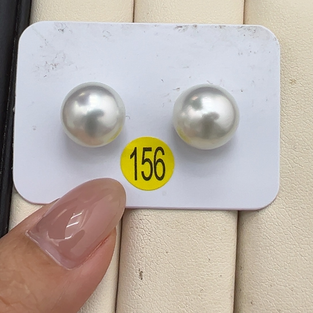 海水珍珠11.9mm近圆澳白对珠未镶嵌