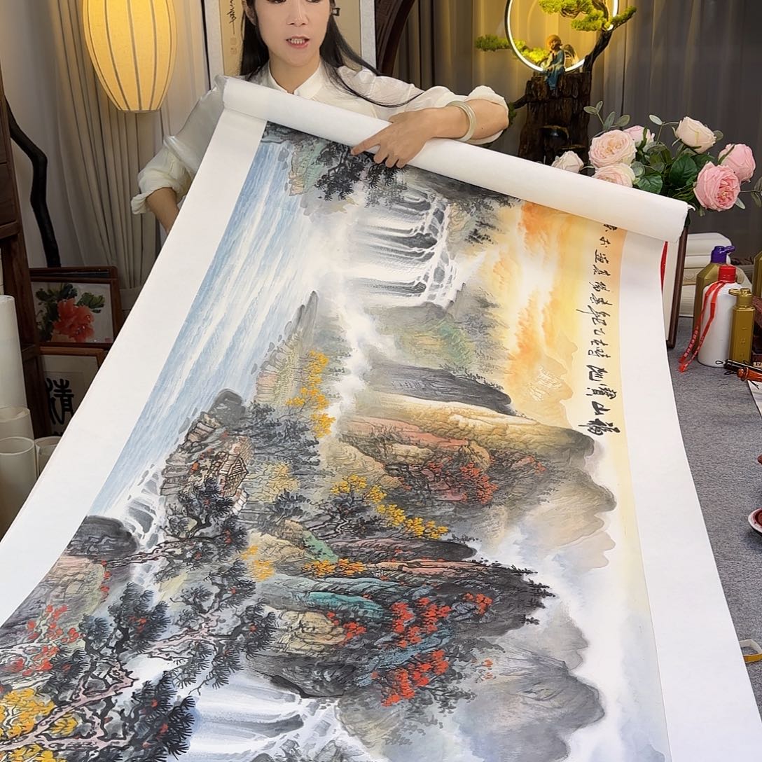 国画伊人阳亮山水国画