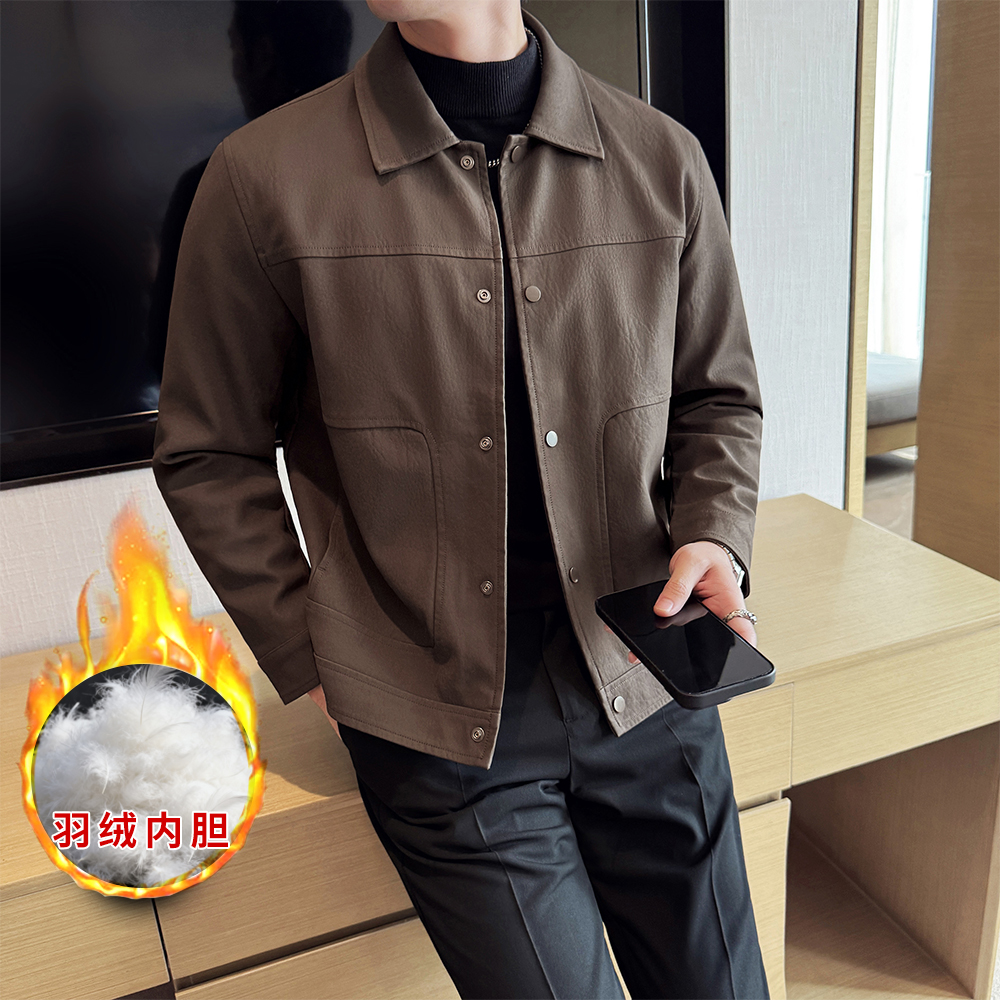 【羽绒服】翻领保暖男士短款外套冬季2025新款韩版修身加厚夹克潮流