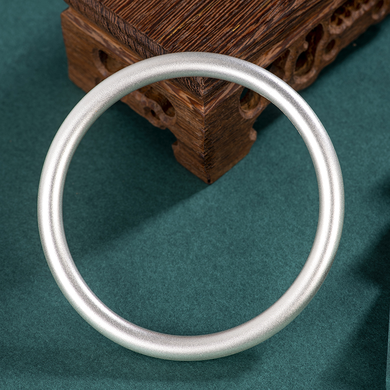 泰光银楼 足银手镯 足银999传承闭口古法圆手镯实心磨砂