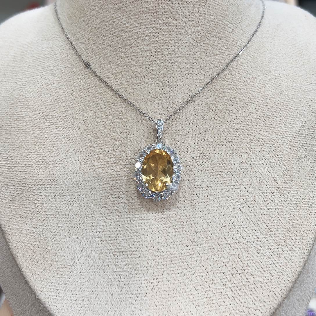 @****黄晶戒指银S925镶嵌