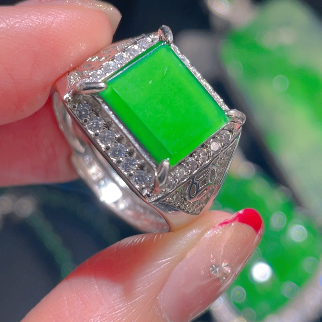 翡翠戒指银S925镶嵌1111111111111