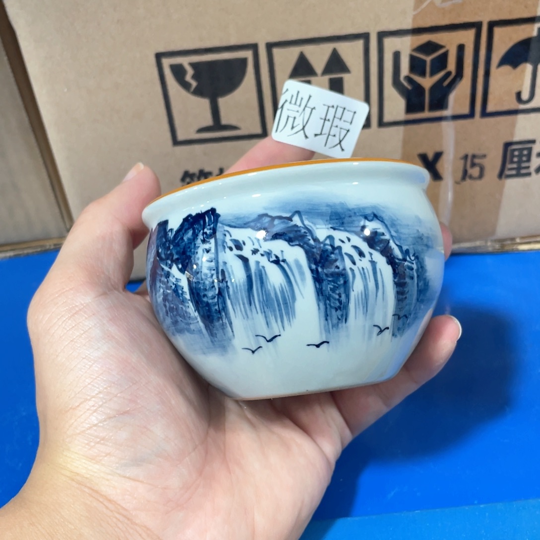 釉下手绘茶具微瑕