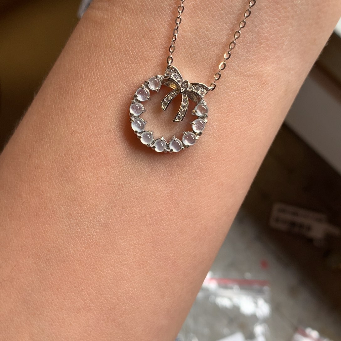 翡翠戒指银S925镶嵌项链33