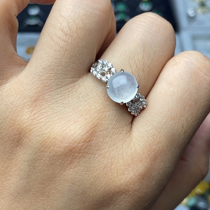 翡翠戒指银S925镶嵌戒指