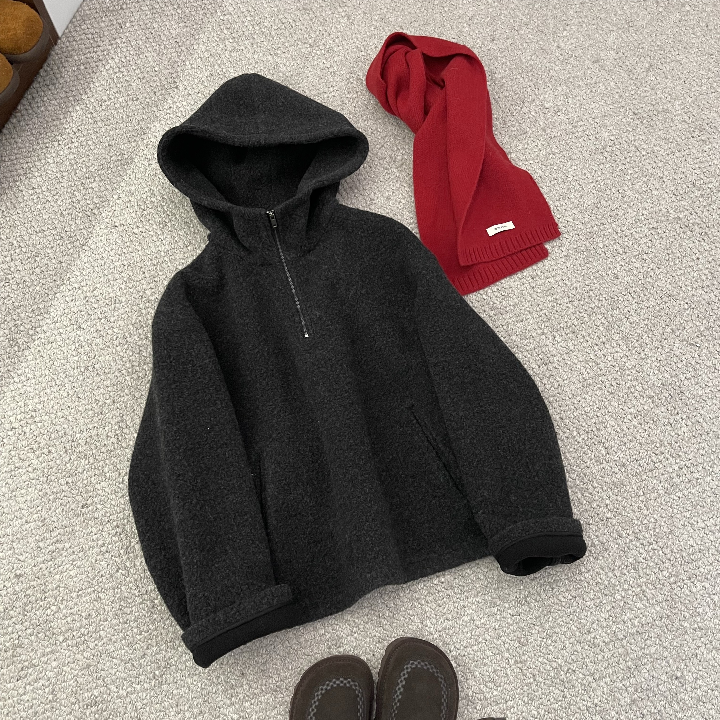 新款气质休闲韩版简约连帽长袖半拉链外套W333 