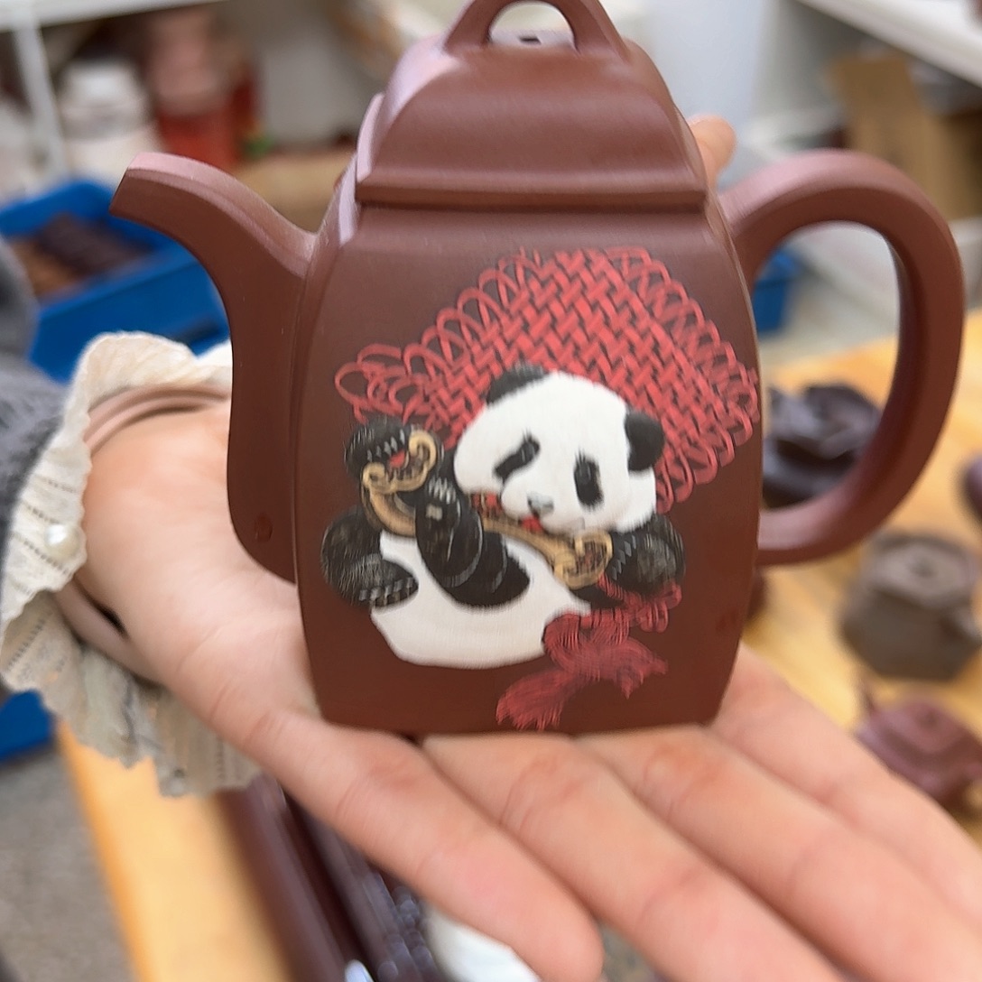 紫砂茶壶紫砂壶泥绘汉方180cc